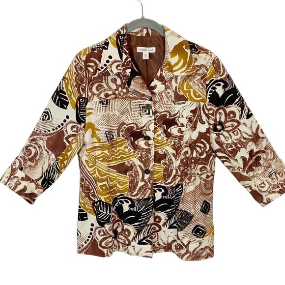 Coldwater Creek Jacket Floral Paisley Tribal Retro Chic Autumn Women' Size 6 - Picture 1 of 12